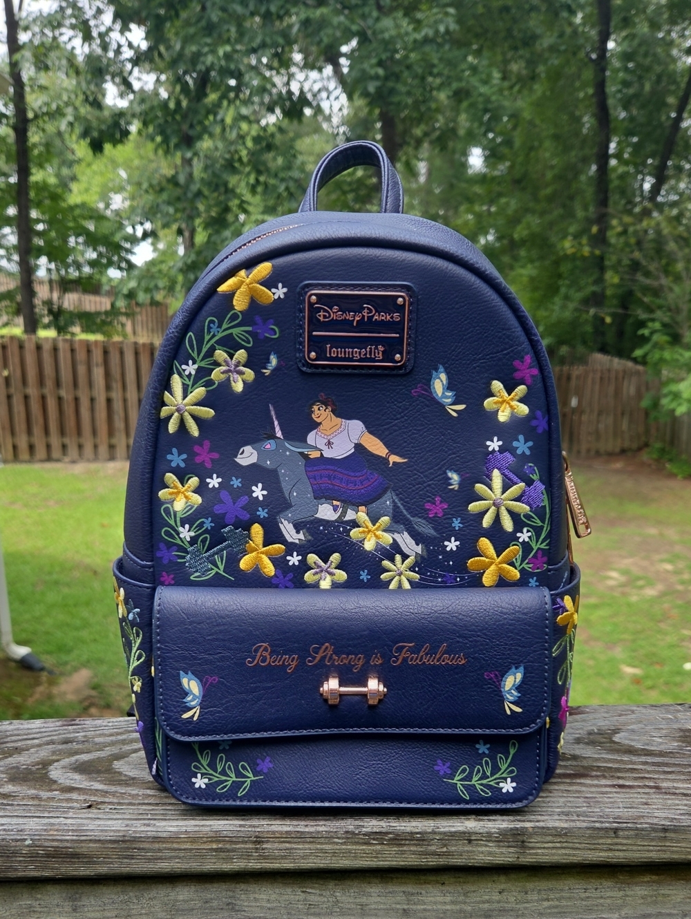 Loungefly Navy Floral 'Being Strong is Fabulous' Mini Backpack